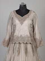 Pastel grey tissue silk lehenga choli with cutdana and stone work