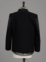 Black terry rayon boys Indo-Western suit with cascading cutdana embellishments