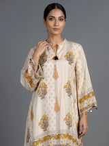 Off white sanganeri floral women kurti set