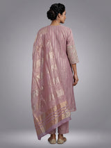 Pastel purple zari stripe women kurti set