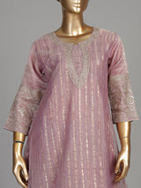 Pastel purple zari stripe women kurti set