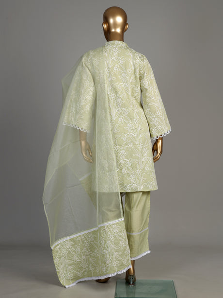 Pista green lily vine women kurti set
