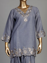 Grey anemone border women kurti set