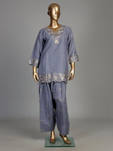 Grey anemone border women kurti set
