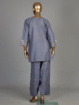 Grey anemone border women kurti set