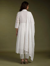 White chikankari anarkali women kurti set