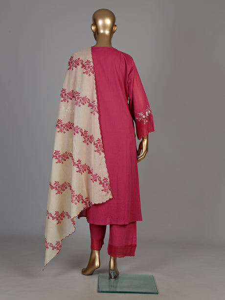 Rani pink floral dupatta women kurti set