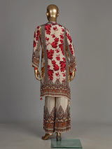 Red Mughal damask women kurti set