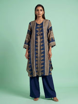 Blue chevron tassel women kurti set