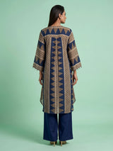 Blue chevron tassel women kurti set
