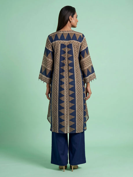 Blue chevron tassel women kurti set