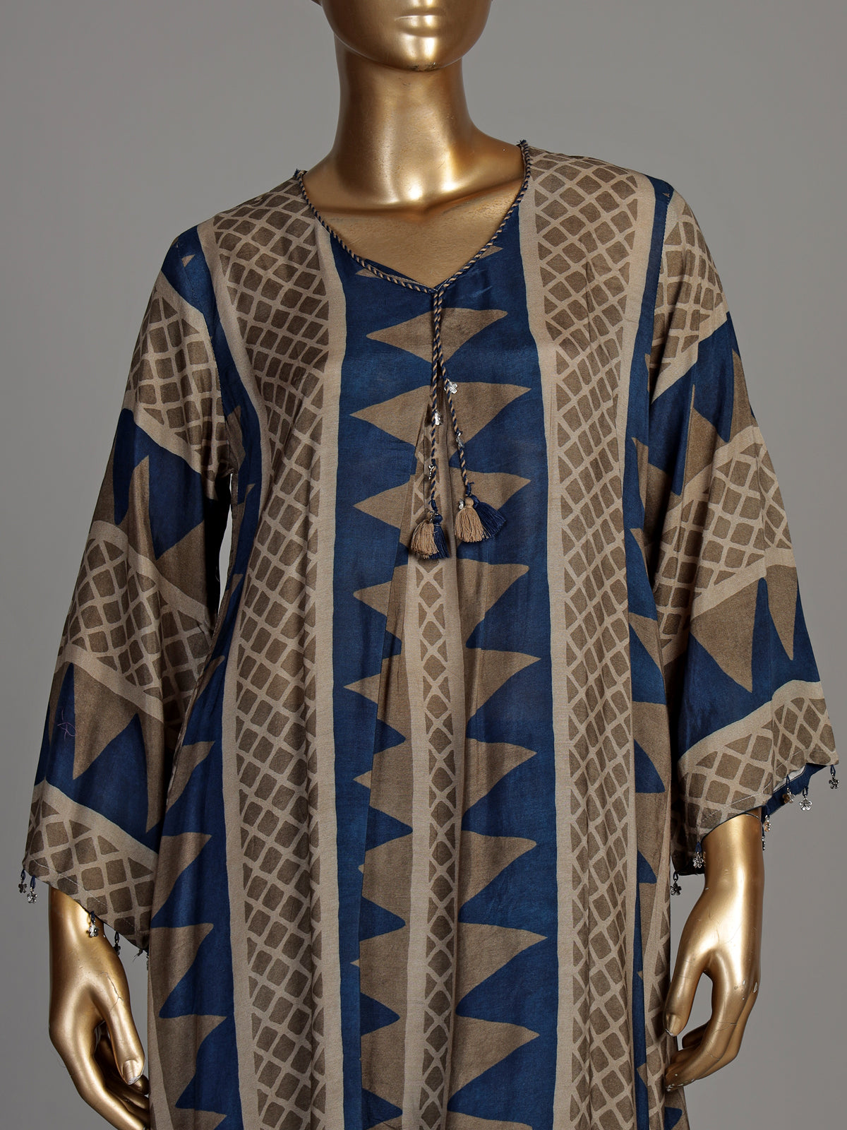 Blue chevron tassel women kurti set