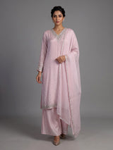Pink celestial vine women kurti set with dupatta