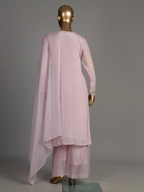 Pink celestial vine women kurti set with dupatta