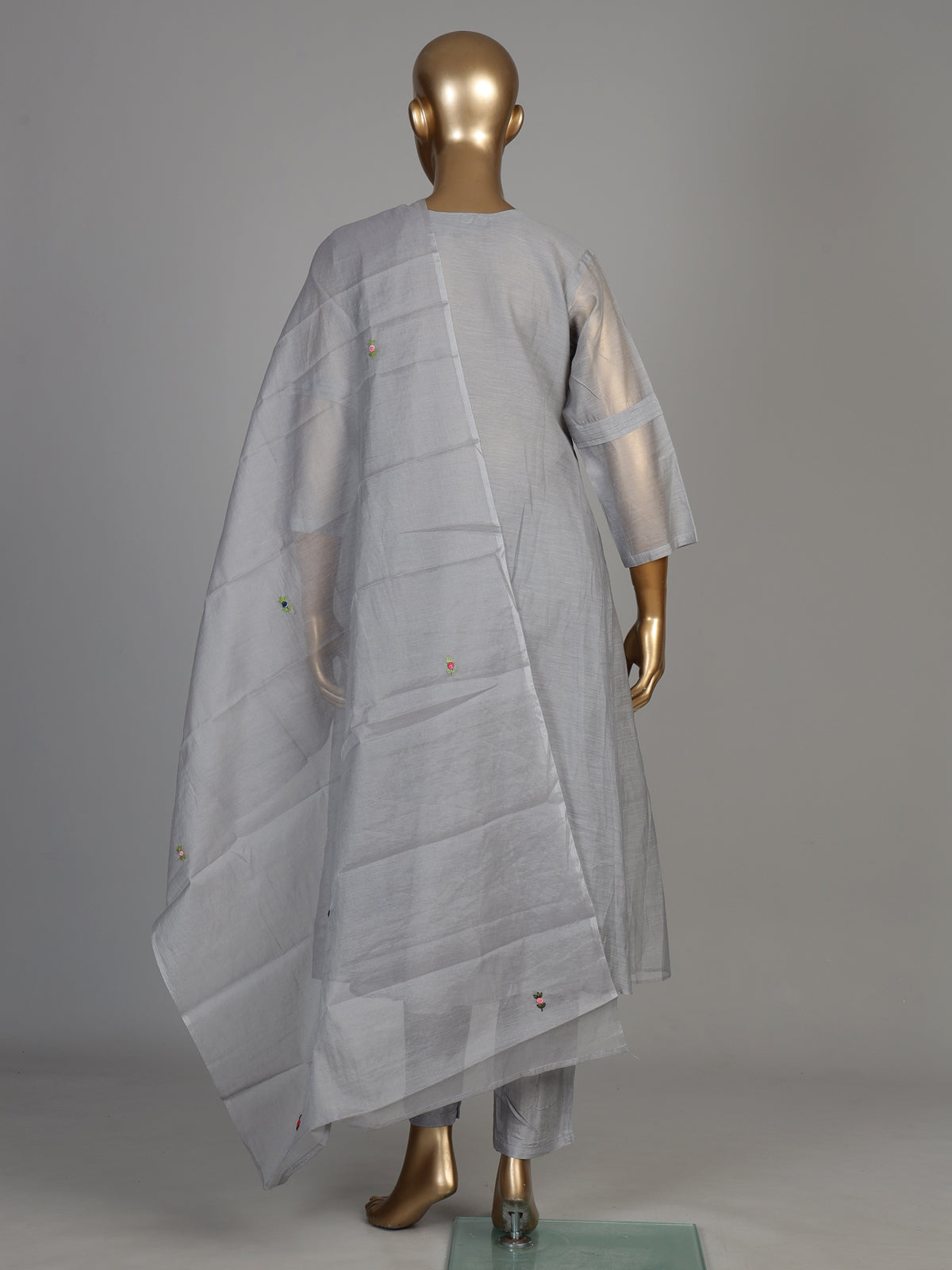 Grey rose garden women kurti set with dupatta