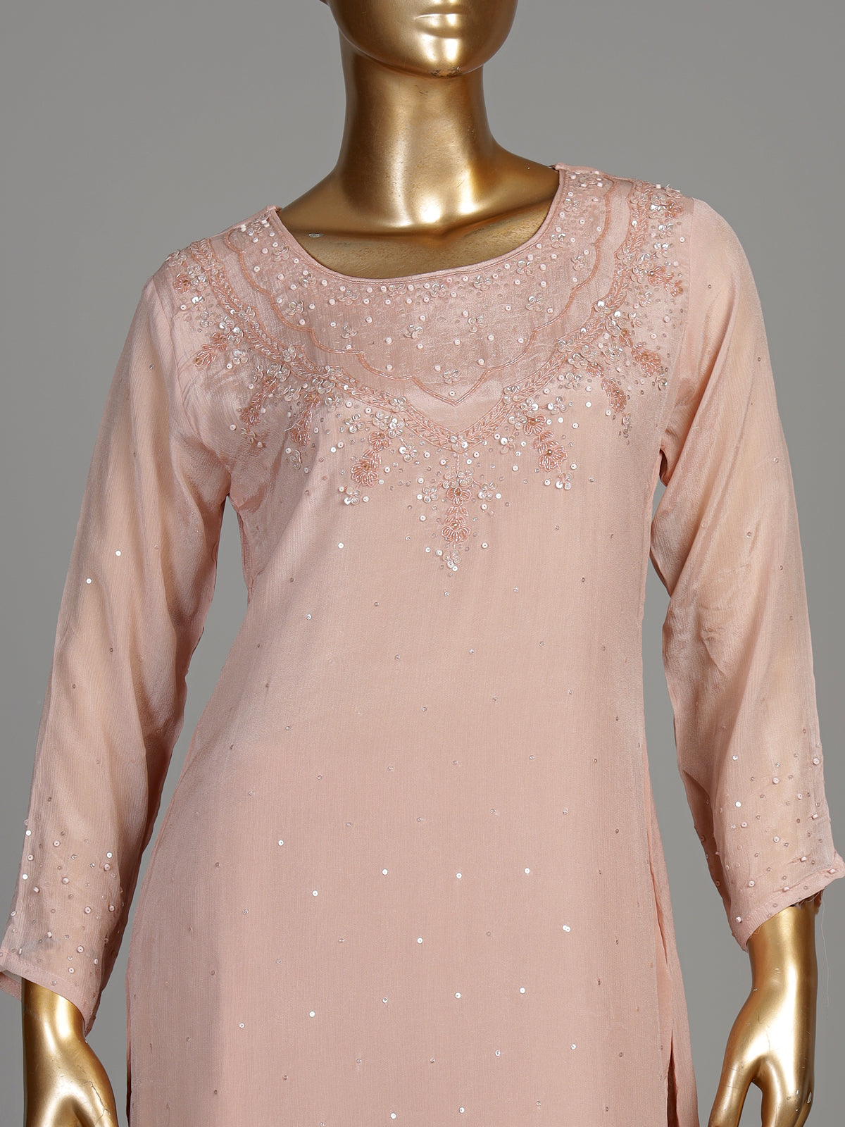 Onion pink tissue silk floral women kurti set