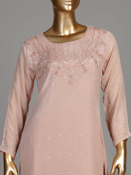 Onion pink tissue silk floral women kurti set