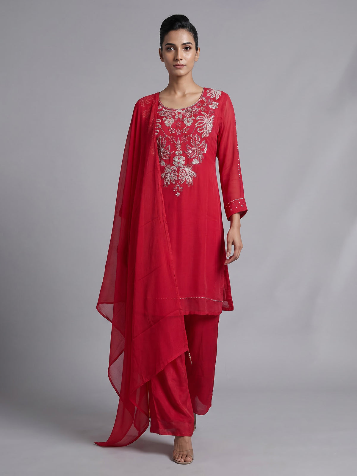 Rani pink Mughal bouquet women kurti set