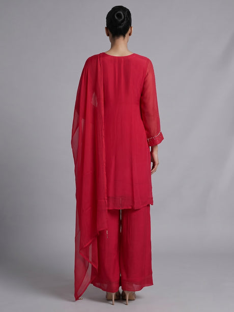 Rani pink Mughal bouquet women kurti set