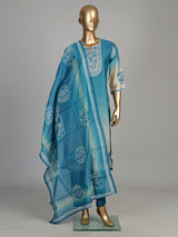 Rama blue Mughal medallion women kurti set