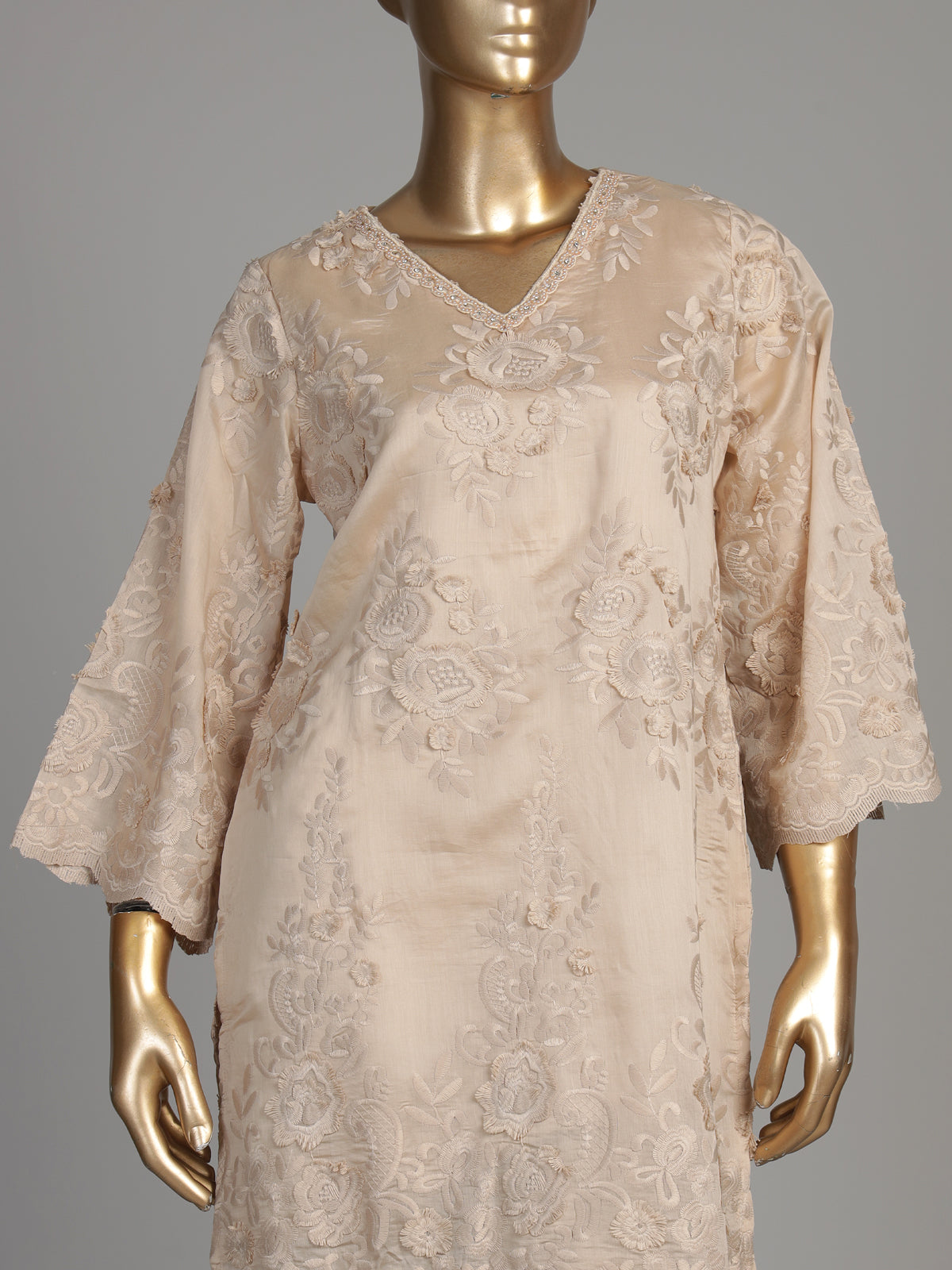 Beige garden bouquet women kurti set