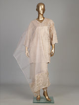 Beige garden bouquet women kurti set