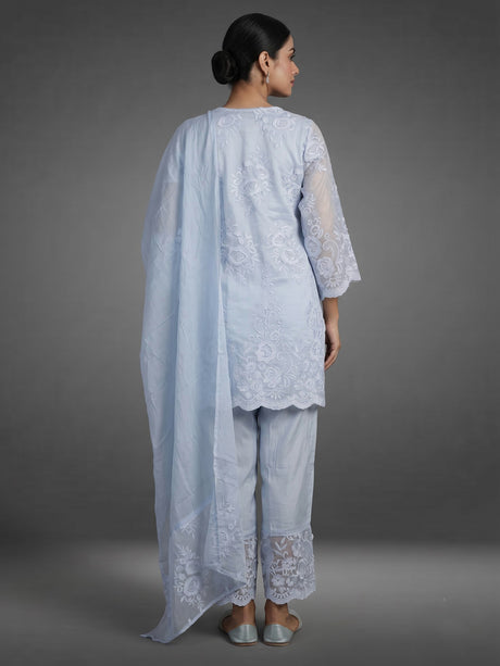 Sea blue rose trail women kurti set