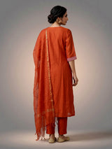 Rust orange Mughal paisley women kurti set