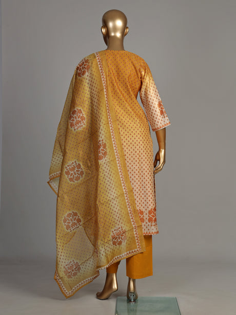 Mustard yellow palmette print women kurti set