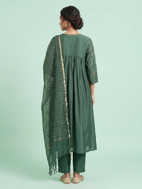 Green empire floral women kurti set