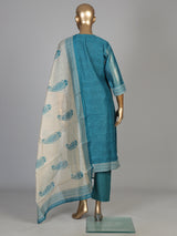 Rama blue fretwork women kurti set