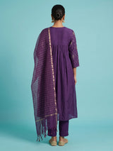 Purple diamond lattice women kurti set