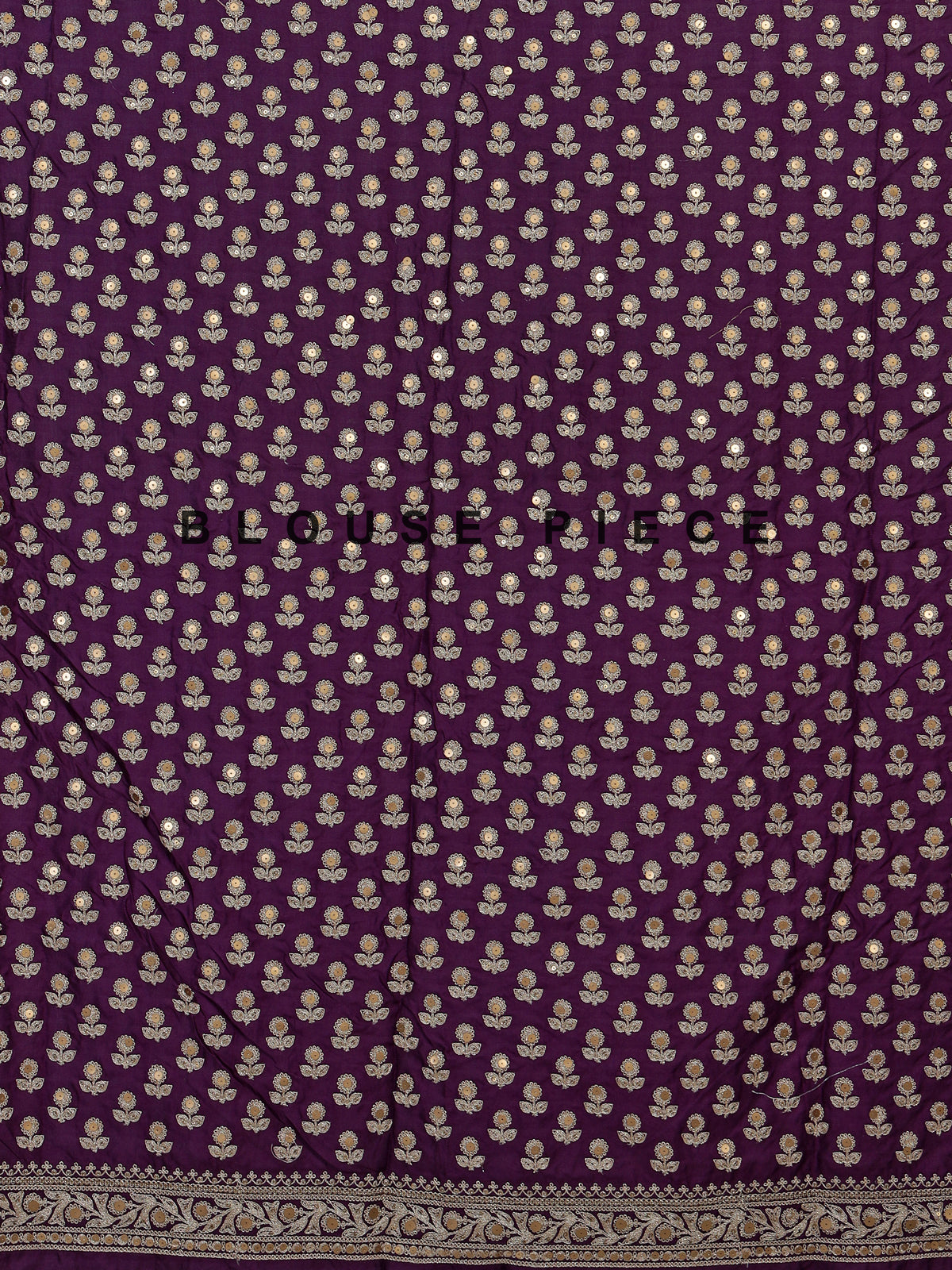 Purple silk saree with embellished border and sequin work