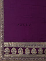 Purple silk saree with embellished border and sequin work