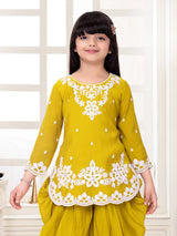 Mehendi yellow folk charm girl patiyala suit