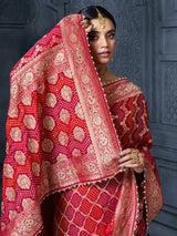 Red bridal bandhani georgette women saree
