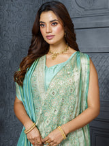 Pastel blue floral pallu tissue saree for women