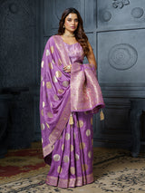 Lavender gold medallion designer saree for women