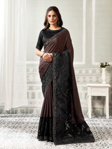 Black brown shaded allure crepe silk women saree