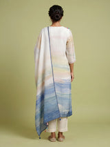 Beige watercolor bloom women kurta set