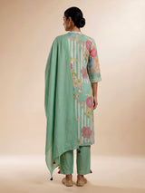 Green mughal garden women kurta set