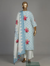 Off white peony wave women kurta set