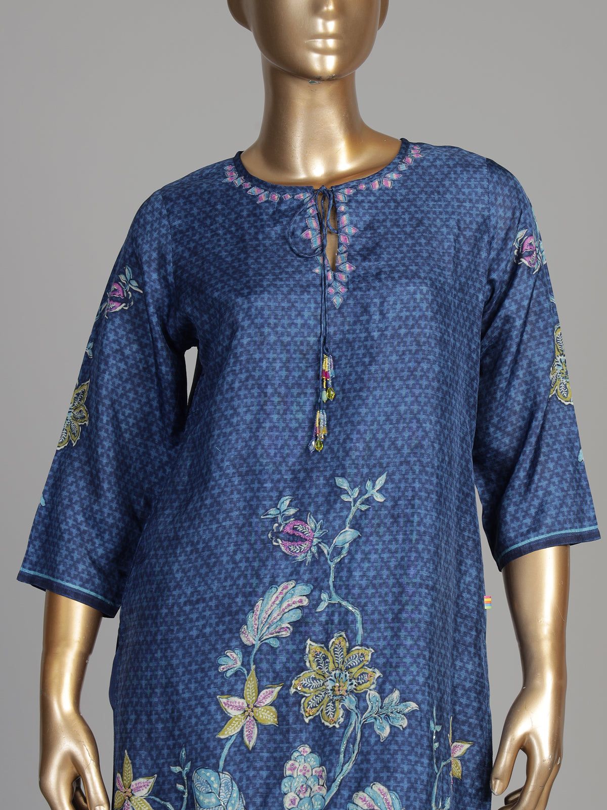 Navy blue pomegranate tree women kurta set