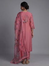 Pink tussar silk kurti set with sequin work