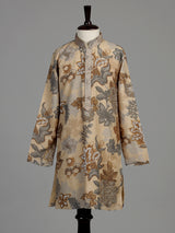 Beige baroque floral boys kurta suit