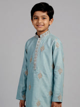 Blue silver leaf boys kurta suit
