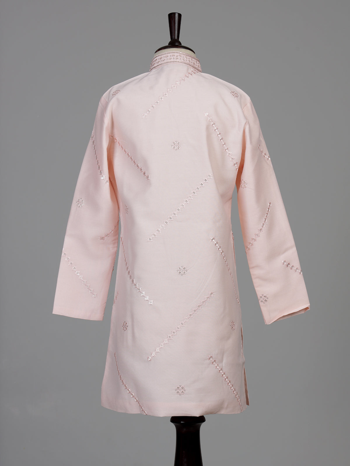 Peach leheriya embroidered boys kurta suit