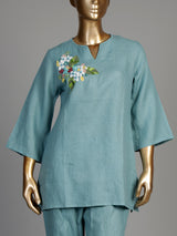 Blue gardenia bouquet women co-ord set