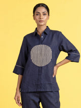 Navy blue circular cord women co-ord set