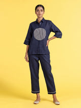 Navy blue circular cord women co-ord set